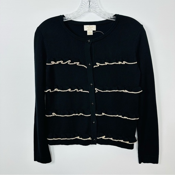 Kate Spade Girls Sz 14 Metallic Ruffle Front Cardigan NWOT - Picture 2 of 6